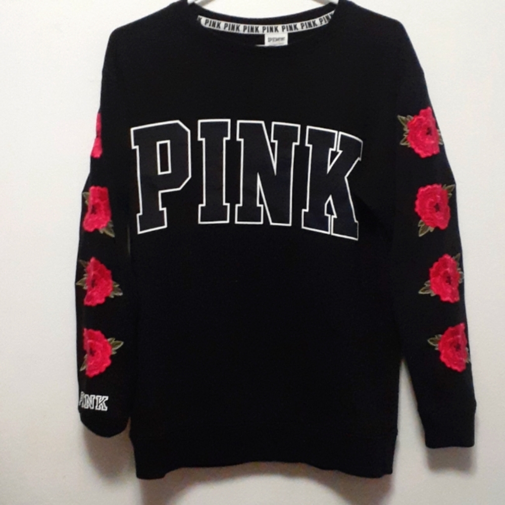 Pink VS Black Floral Sweatshirt Size XS